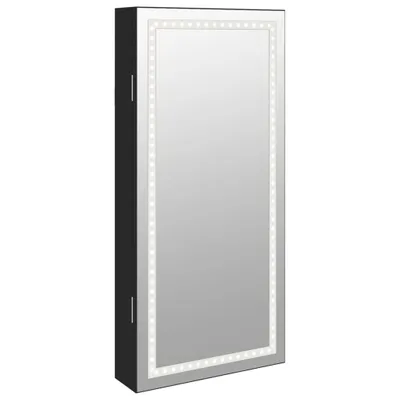 Obrázek produktu pro Zrcadlová šperkovnice s LED světly nástěnná černá