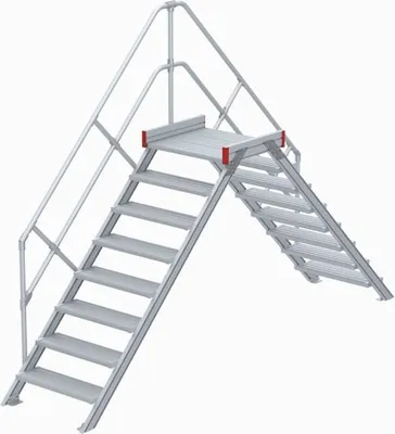 Produktbild von Euroline 512 Überstieg 45° 800mm Stufenbreite 2x8 Stufen Alu gerieft