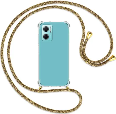 Produktbild von Handykette Backcover-Schutzhülle mit Band (Metall goldfarben) für Xiaomi Redmi 10 5G / Note 11E - braun+beige