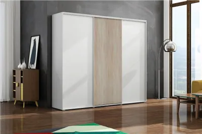 Obrázok produktu pre Trojdverová šatníková skriňa 278 cm LEO - biela / dub sonoma