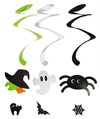 3 Hängende Spiral-Dekorationen, 46 cm, Halloween