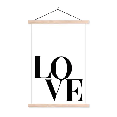 Produktbild von MuchoWow® Textilposter Text - Liebe - Zitate 40x60 cm mit holzfarbenen Rahmen - Poster