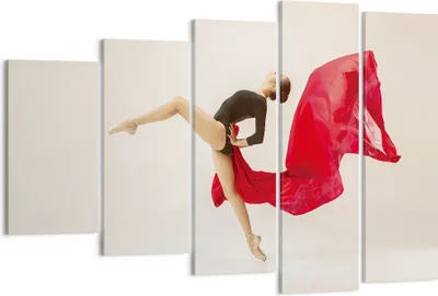 Produktbild von Bild auf Leinwand - Leinwandbild - 5 Teile - Ballerina Tanz Rot - 150x100cm - Wand Bild - Wanddeko - Wandbilder - Leinwanddruck - Bilder - Wanddekoration - Leinwand bilder - Wandbild - EG150x100-4437