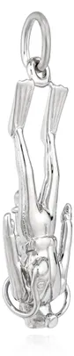 Produktbild von 29x10mm Kettenanhänger Taucher teilmatt 925 Silber rhodiniert 3D Silberanhänger