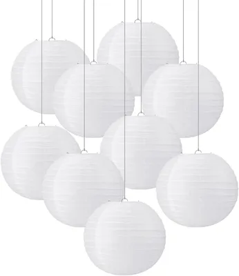 Produktbild von 20 weiße Papierlaternen, 30 cm große chinesische Papierlampen, chinesische Papierkugeln für Weihnachten, Hochzeit, Geburtstag, Party