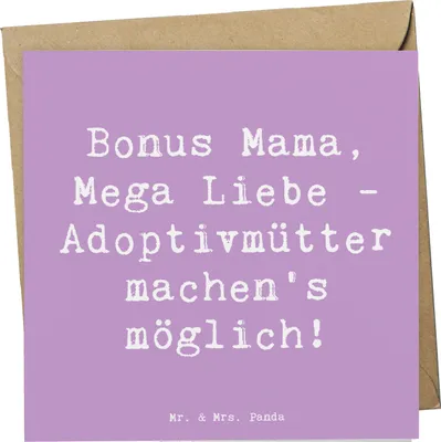 Produktbild von Mr. & Mrs. Panda Klappkarte Spruch Adoptivmutter Liebe - Lavendeltraum - Geschenk, Glückwunschkarte, Geburtstage, persönliche Erinnerungen, Adoptivkinder, Grußkarte
