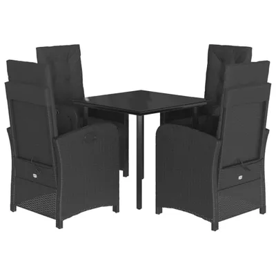 Produktbild von vidaXL 5-tlg. Garten-Essgruppe mit Kissen Schwarz Poly Rattan