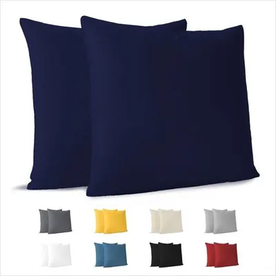 Produktbild von Unyqoos® Dunkelblaue Kissenhüllen 2er-Set 40×40 cm, 100% Jersey-Baumwolle, elastisch & atmungsaktiv mit Reißverschluss, waschbar bis 60°C