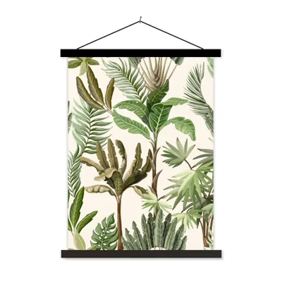 Produktbild von MuchoWow® Textilposter Dschungel - Palme - Bananenstaude - Kinder - Natur - Pflanzen 90x120 cm mit schwarzem Rahmen - Dekoration