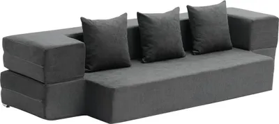 Zdjęcie produktu dla Składana sofa 3 w 1 Składana kanapa z 3 poduszkami Ciemnoszara podwójna