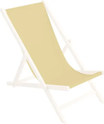 A light-colored deck chair on a white background.