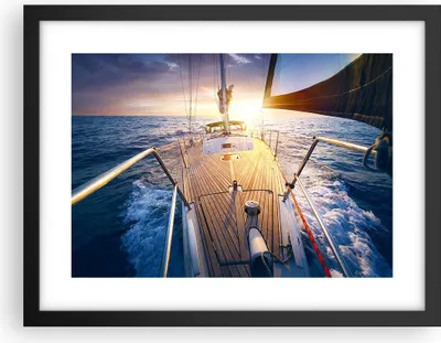 Produktbild von Gerahmtes Poster - Schwarzer Rahmen - Segelboot Meer - 40x30 cm - Wand Bild - Wanddeko - Wandbilder - Kunstposter - Wandposter - Bilderrahmen - Bilder - Kunstdruck - Wandbild - P2BAA40x30-4076