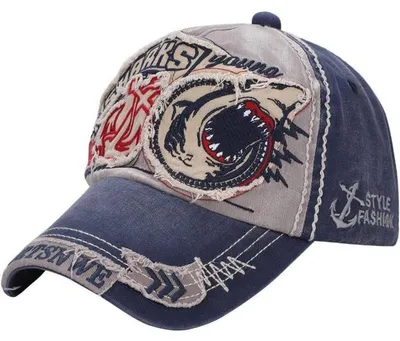 Obrázek produktu pro Baseballová čepice pro dámy i pro muže, motiv žraloka, kšiltovka typu snapback, materiál: bavlna, obvod: 56-60 cm
