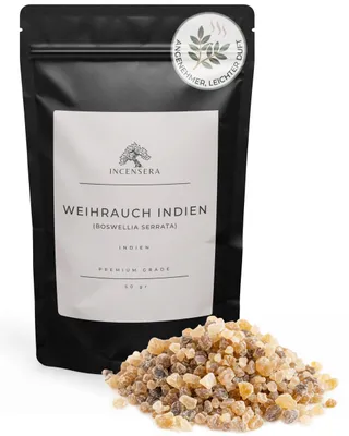 Produktbild von Weihrauch zum Räuchern 50 gr aus Indien Boswellia Serrata – Hochwertiges Räucherharz für Raunächte & Rituale Naturreines Rauchwerk für Entspannung