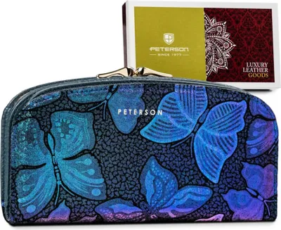Produktbild von Frauen Leder Brieftasche mit holographischen Schmetterlingen - Peterson dekoriert