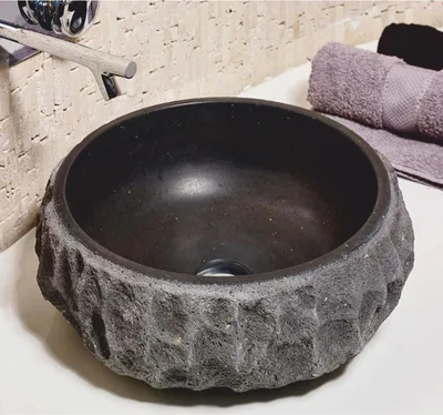 Zdjęcie produktu dla Casa Padrino Luksusowa umywalka z kamienia naturalnego Szara Ø 42 cm - Akcesoria łazienkowe