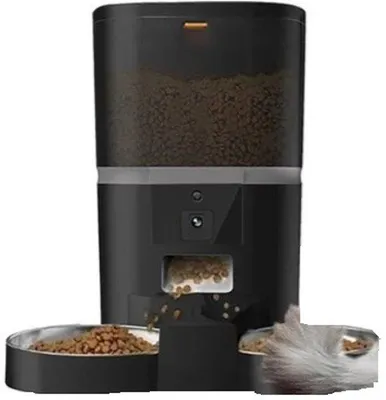 Immagine prodotto di Distributore automatico di cibo per animali - Distributore con telecamera - Per cani e gatti - Distributore per gatti - Distributore per cani - Adatto per 2 animali domestici - Distributore controllabile tramite app - 4 litri - Nero
