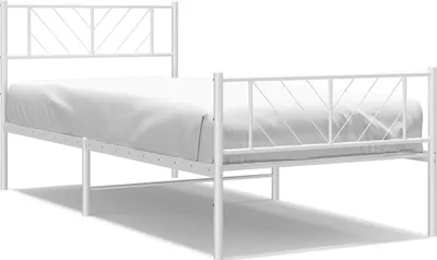 Obrázek produktu pro vidaXL Postel s čelem a nohou kovová bílá 100x200 cm