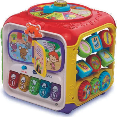 Produktbild von VTech Lernspielzeug Zauberwürfel: Formen, 5 aktive Seiten, 75+ Lieder, lehrt Tiere, Farben, Zahlen, 22x22x22cm, ab 9 Monaten