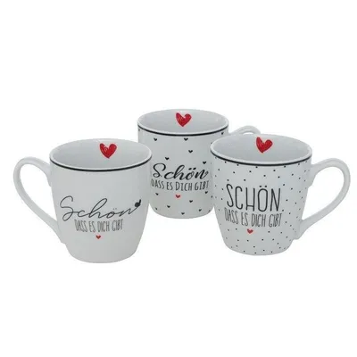 Produktbild von Jumbobecher Kaffeetassen  "Schön dass es dich gibt" 480 ml  3er Set