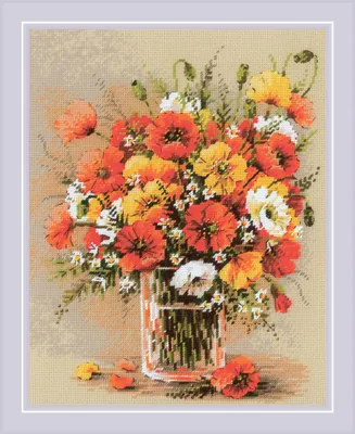 Kreuzstich-Set Veldklaprozen 24,1 x 29,8 cm
