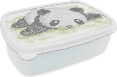 Produktbild von KitchenYeah® Lunchbox Brotzeit Brotdose 17x11 cm Tiere - Panda - Gras Kinder Brotzeitdose - Lunch Box - Kinder - Sandwich-Box - Schulbox - Lunch Boxen