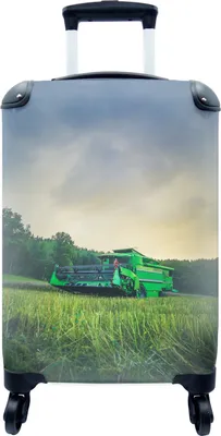 Produktbild von MuchoWow® Koffer Handgepäck Trolley Rollkoffer Kleine Reisekoffer mit 4 Rollen - Traktor - Gras - Grün - Cabin Size < 55x40x23 cm & 55x40x20 cm - Fotokoffer - Kabinenkoffer - Boardgepäck - Reise-Box - Reisekoffer - Reisegepäck - Koffer mit Bild - Trolley für Kinder