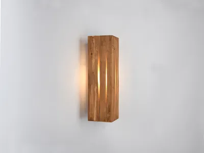 Produktbild von LED Innen Wandleuchte rustikal mit Holz für Wohnzimmer, Flur Treppenhaus H: 30cm