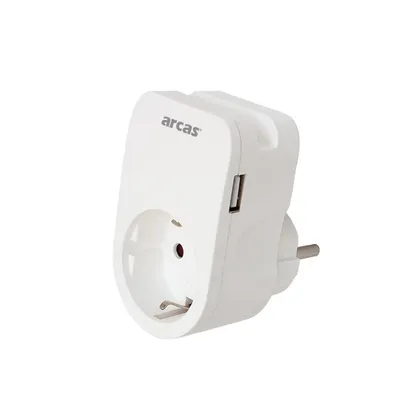 Produktbild von Adapter wtyczki Schuko 1-fold z 2x gniazdem ładowania USB i praktycznym uchwytem na telefon komórkowy