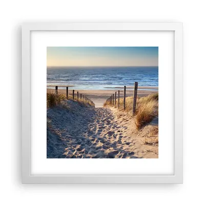 Produktbild von Gerahmtes Poster - Weißer Rahmen - Meer Strand Düne - 30x30 cm - Wand Bild - Wanddeko - Wandbilder - Kunstposter - Wandposter - Bilderrahmen - Bilder - Kunstdruck - Wandbild - P2WAC30x30-3612