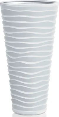 Produktbild von Prosperplast Blumentopf »Sand Slim«, herausnehmbarer Einsatz, mit horizontaler Wellenoptik, weiß, B 35 x H 62 X T 35 cm