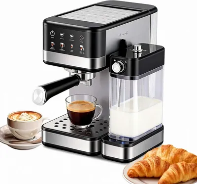 Obrázek produktu pro Zimilo 20 Bar Espresso stroj s filtrem, s mlékem, 1350W kávovar pro espresso cappuccino latte 1,2L nádrž