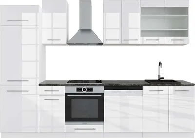 Image de Cuisine Vicco Fame-Line blanc brillant/blanc 300cm , PT Anthracite, Model 42226