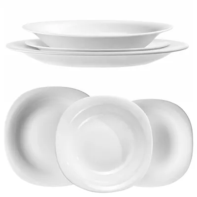 Produktbild von KADAX Geschirrset für 1 Person, 3-tlg, Tafelservice mit Suppenteller, Dessertteller und Speiseteller, Essgeschirr, Geschirr Set, Tellerset (Weiß XL)