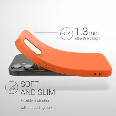 Produktbild von kwmobile Handyhülle für Apple iPhone 12 mini, TPU Silikon, Neon Orange, weich, klares Design, Wireless Charging fähig