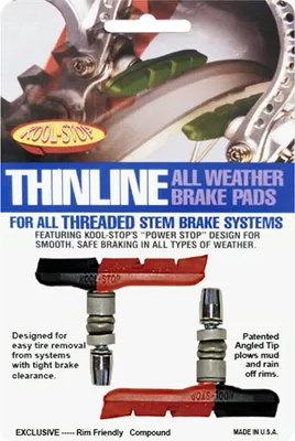 Immagine prodotto di Pastiglie freno Kool-Stop T2 Thinline dual V-Brake, L=71,8mm asimmetrico, per cerchi in alluminio, nero/salmone