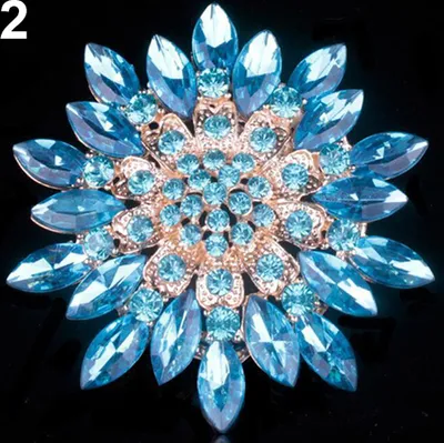 Produktbild von Damen-Brosche, modisch, glänzend, Legierung, Strass, Blume, Hochzeit, Brautstrauß-Blau