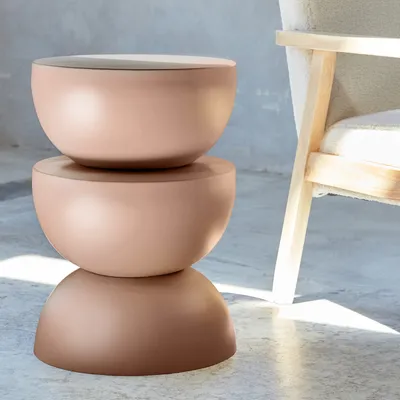 Produktbild von sweeek - Beistelltisch, Sofaende, Nachttisch aus Metall, Ø32 x H 46.5 cm - Rosa