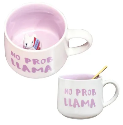 Immagine prodotto di Tazza da caffè Alpaka, design 3D, 365 ml, in Vetroceramica, con cucchiaino. Idea regalo