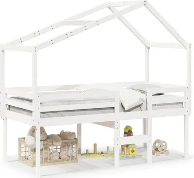 Produktbild von Maison Exclusive - Hochbett mit Dach Weiß 90x190 cm Massivholz Kiefer