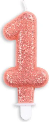 Produktbild von Glitzer Zahlenkerze in Rosegold 1