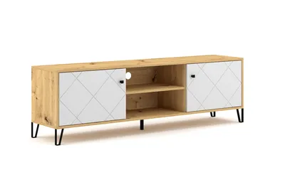 Image de Grand meuble TV BILBAO coloris chêne et blanc mat 183,4 cm
