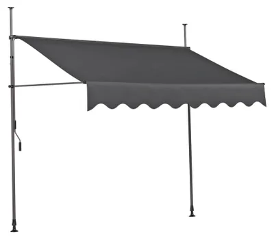 Produktbild von Klemmmarkise SCHRABO 350cm Ohne Bohren Höhenverstellbar Anthrazit Polyester | Markise Terrasse Balkonmarkise Sonnenschutz UV-Beständig