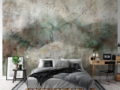 Immagine prodotto di Carta da parati fotografica in tessuto non tessuto uccelli 350x256 cm carta da parati murale XXL cemento aspetto astratto come dipinto a-C-10030-a-a