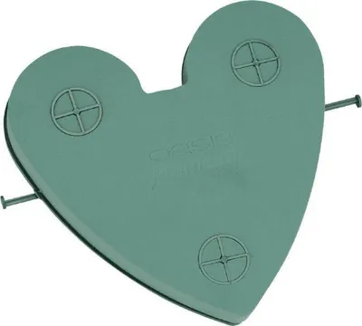 Produktbild von OASIS® Nass-Steckmoos Auto Herz NAYELA, Hochzeitsdeko, Kunststoffunterlage, mit Saugnapf, grün, 42x40x7,5cm - Nasssteckmasse