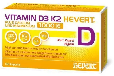 Obrázek produktu pro Vitamin D3 K2 Hevert + vápník a hořčík.1000 IU Kps. 120 kapslí