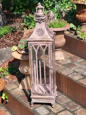 Produktbild von Edelrostoptik Laterne mit Goldakzenten