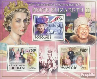 Produktbild von Briefmarken Togo 2011 Mi 4253-4255 Kleinbogen (kompl. Ausgabe) postfrisch 60. Krönungsjahr von Queen Elizabeth II.