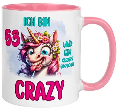 Produktbild von Tasse 53. Geburtstag Frau – „Ich bin 53 und ein kleines bisschen Crazy“ – Geschenk zum Geburtstag Frauen