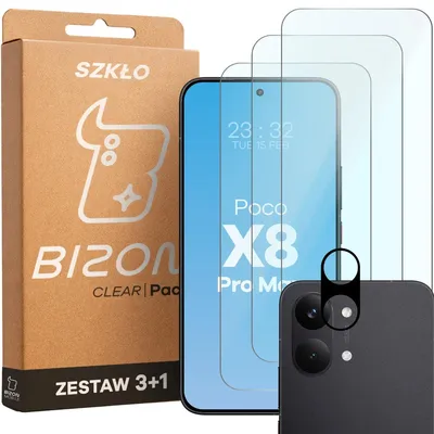 Produktbild von 3x Gehärtetes Glas + Kameraschutz für Xiaomi POCO X8 Pro Max, Bizon Glass Clear Pack